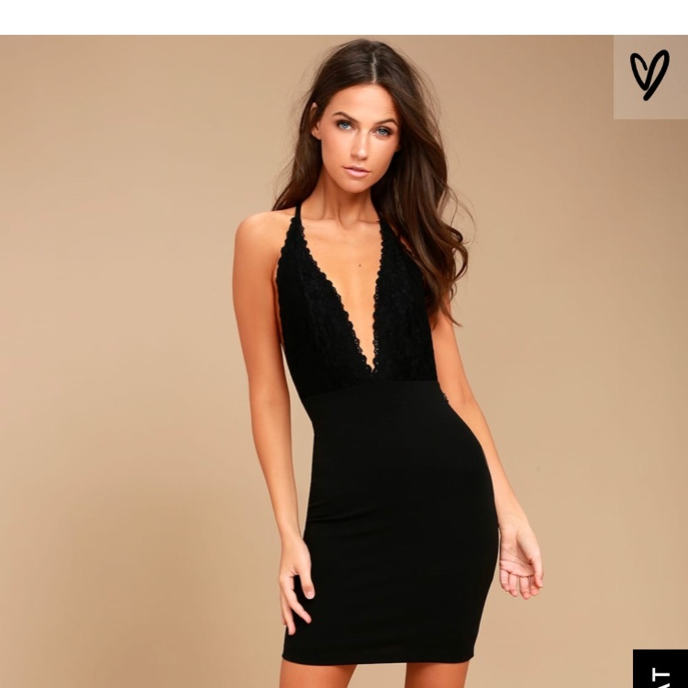 Lulu’s Sultry Nights Black Lace Bodycon Dress